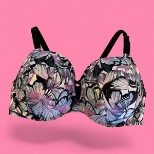 Torrid Curve Beautiful Butterfly 360 Back Smoothing Push Up Plunge Bra 40DDD